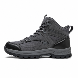 KNHWL Men Mid Ankle Gray Hiking Boots Non Slip Outdoor Walking Shoe